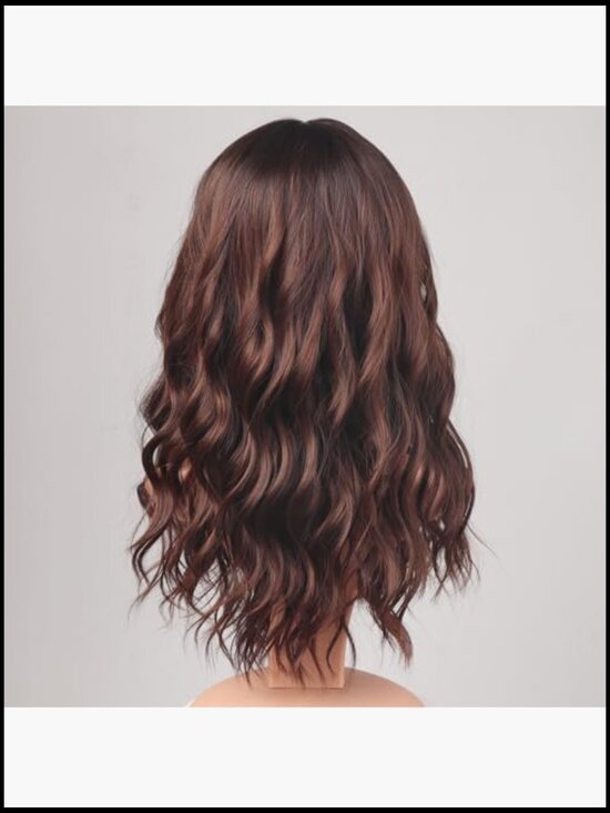 Wavy Wig With Bangs Shoulder Length Heat Resistant Tangle Free Full Head main image 6